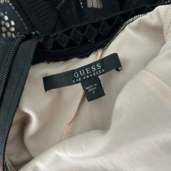 GUESS Gigi Hadid Black Lace Maxi Dress | Sunset Geo Print | Size 2 | Prom Dress - Picture 5 of 7